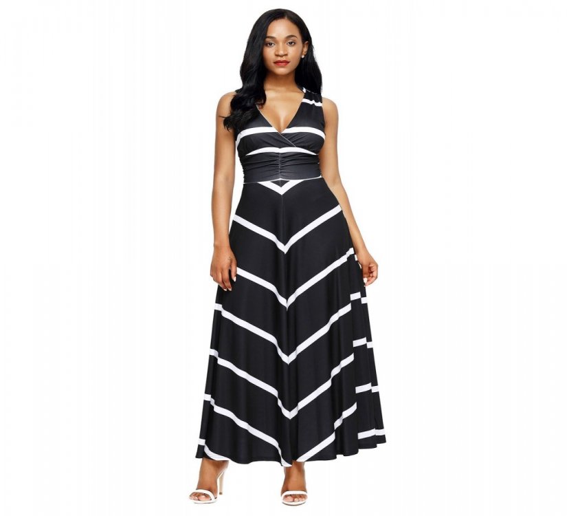 Black V Neck Cut out Back Printed Maxi Dress - from category Maxi Dresses