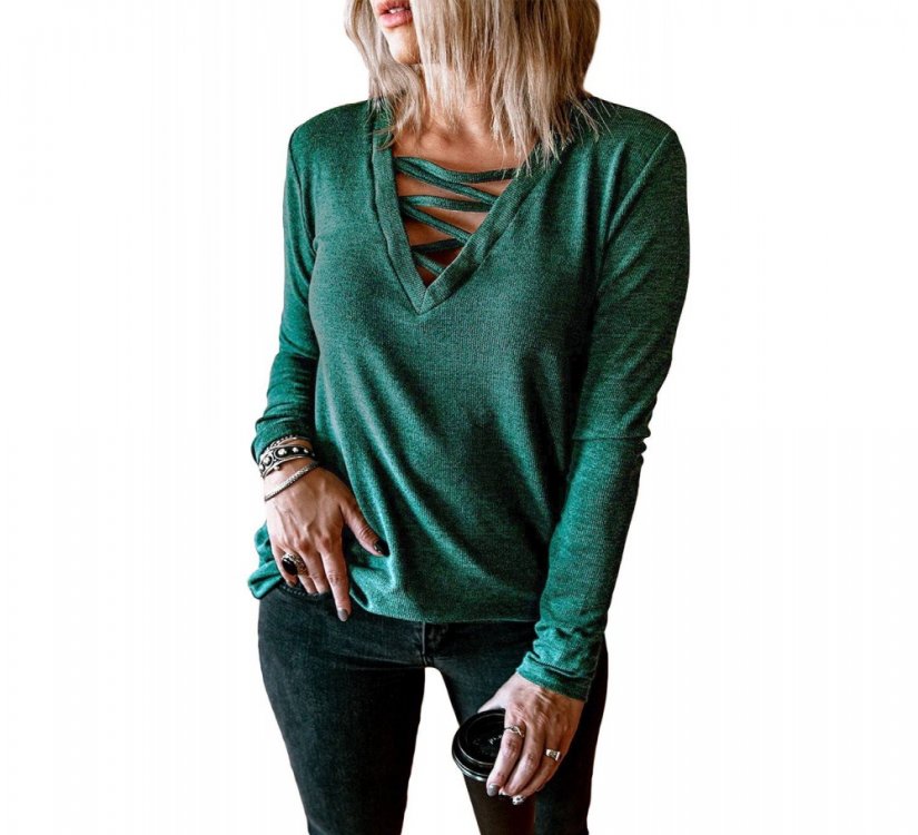 Criss Cross V Neck Long Sleeve Top - from category Long Sleeve Tops