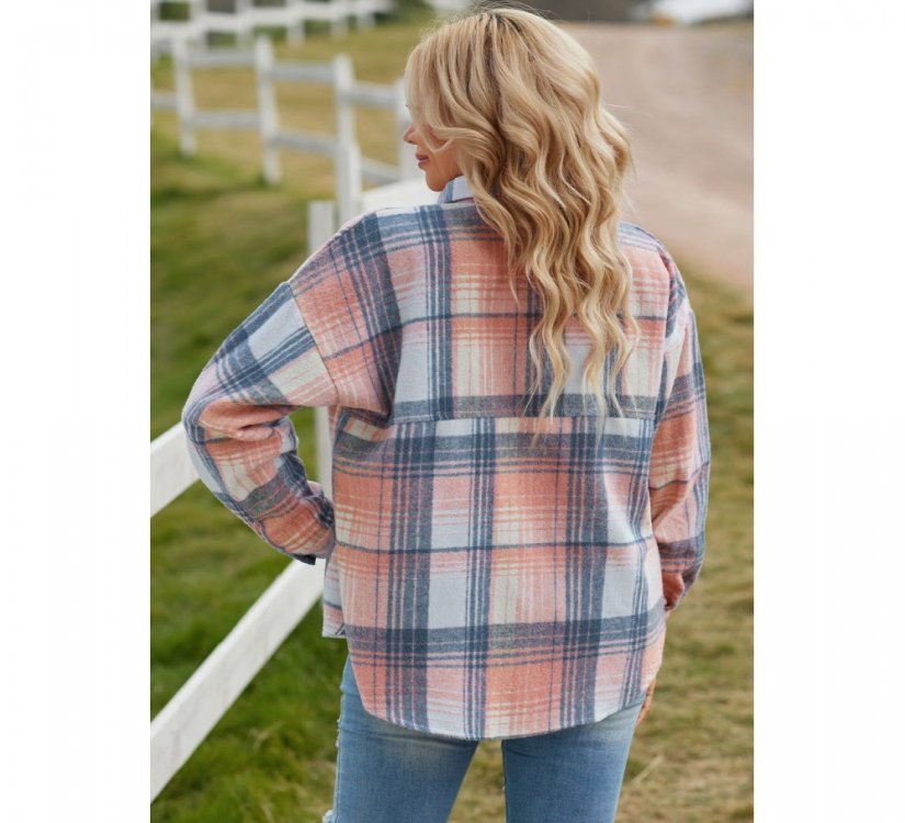 Pink Plaid Flap Pockets Shacket - from category Jackets & Coats