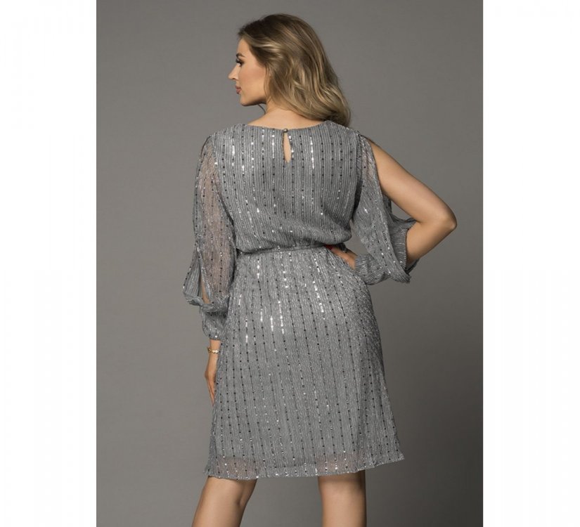 Gray Sequin Split Sleeve Midi Dress - from category Midi Dresses