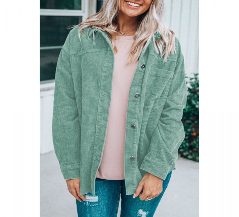 Green Pocket Buttons Corduroy Jacket - from category Jackets & Coats