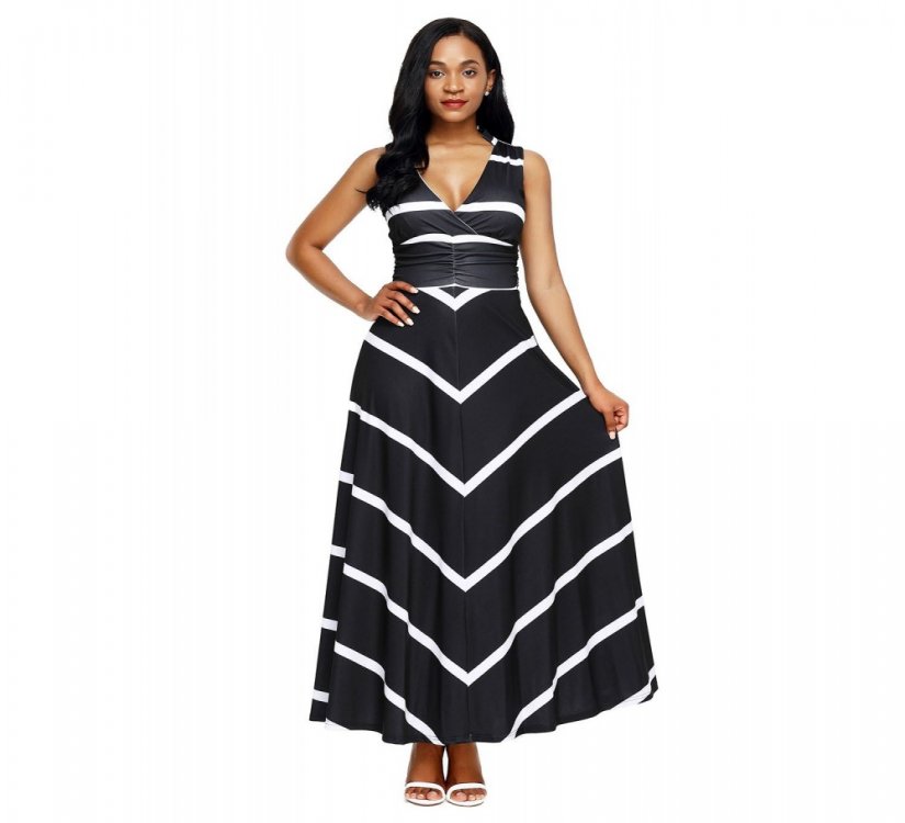 Black V Neck Cut out Back Printed Maxi Dress - from category Maxi Dresses