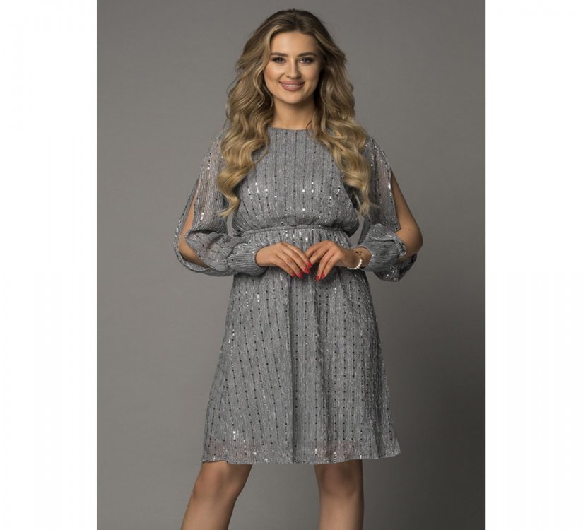 Gray Sequin Split Sleeve Midi Dress - from category Midi Dresses