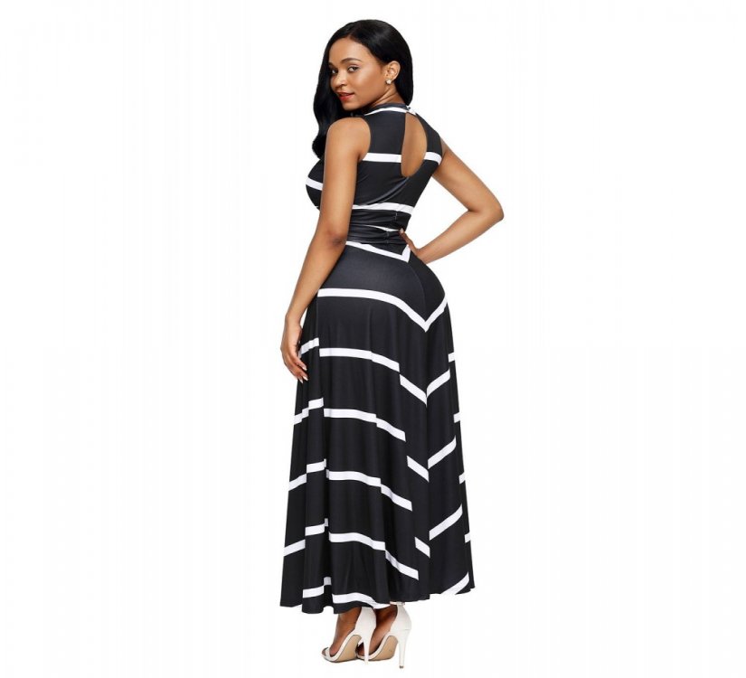 Black V Neck Cut out Back Printed Maxi Dress - from category Maxi Dresses